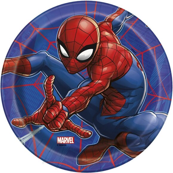 Multicolor Spiderman Paper Dinner Plates, 9in, 8ct - Picture 1 of 4
